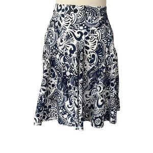 Lauren Ralph Lauren Blue White Batik Cotton Fit & Flare Skirt Women’s 4